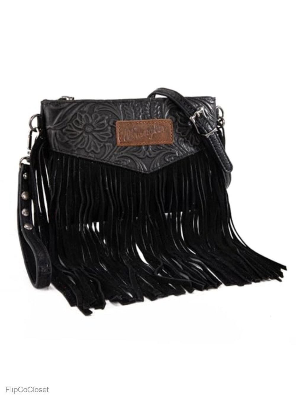 Wrangler Crossbody Wristlet Fringe Bag Western Style Convertible Strap
